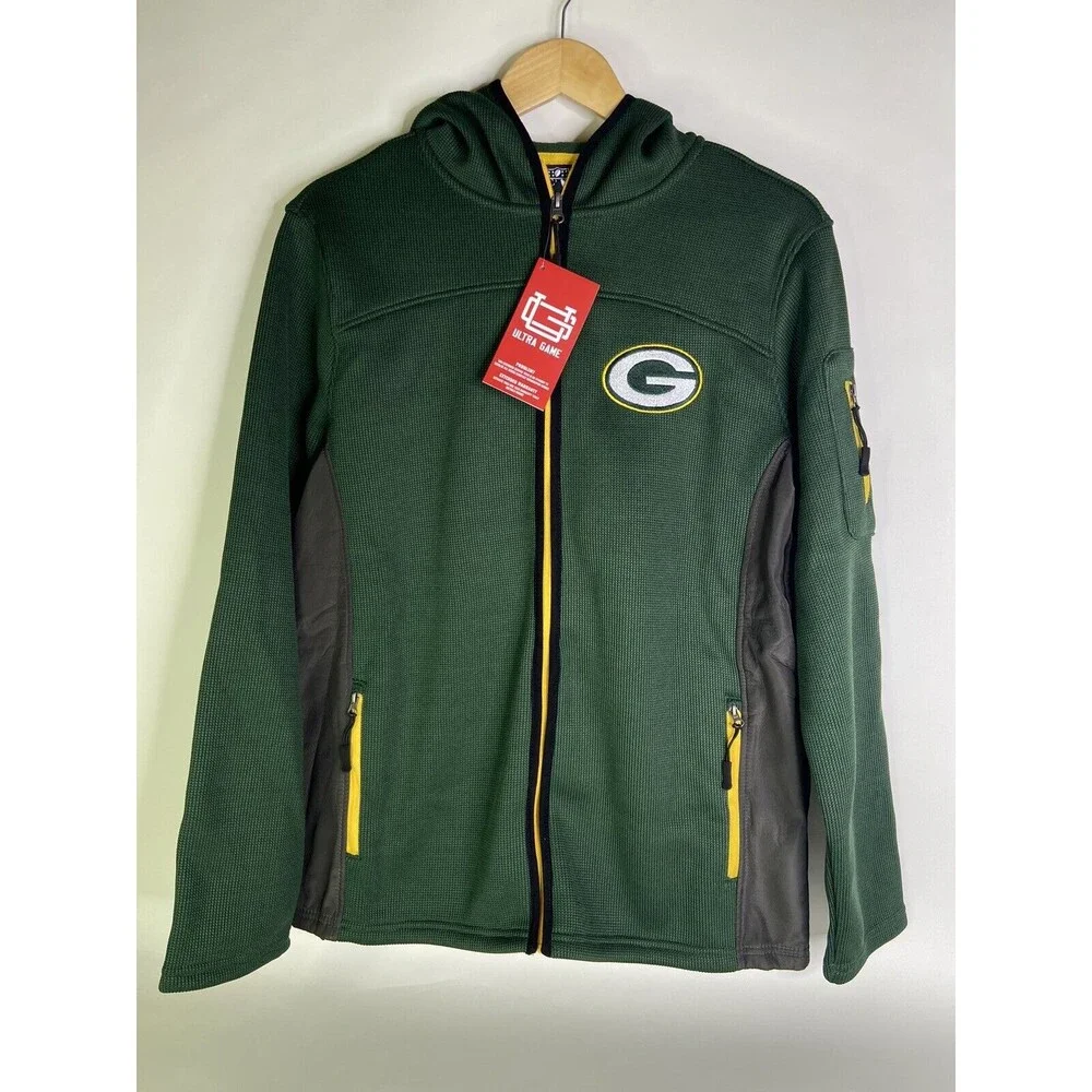 Green Bay Packers NFL Ultra Game Full Zip Hoodie Jacket Mens Size S